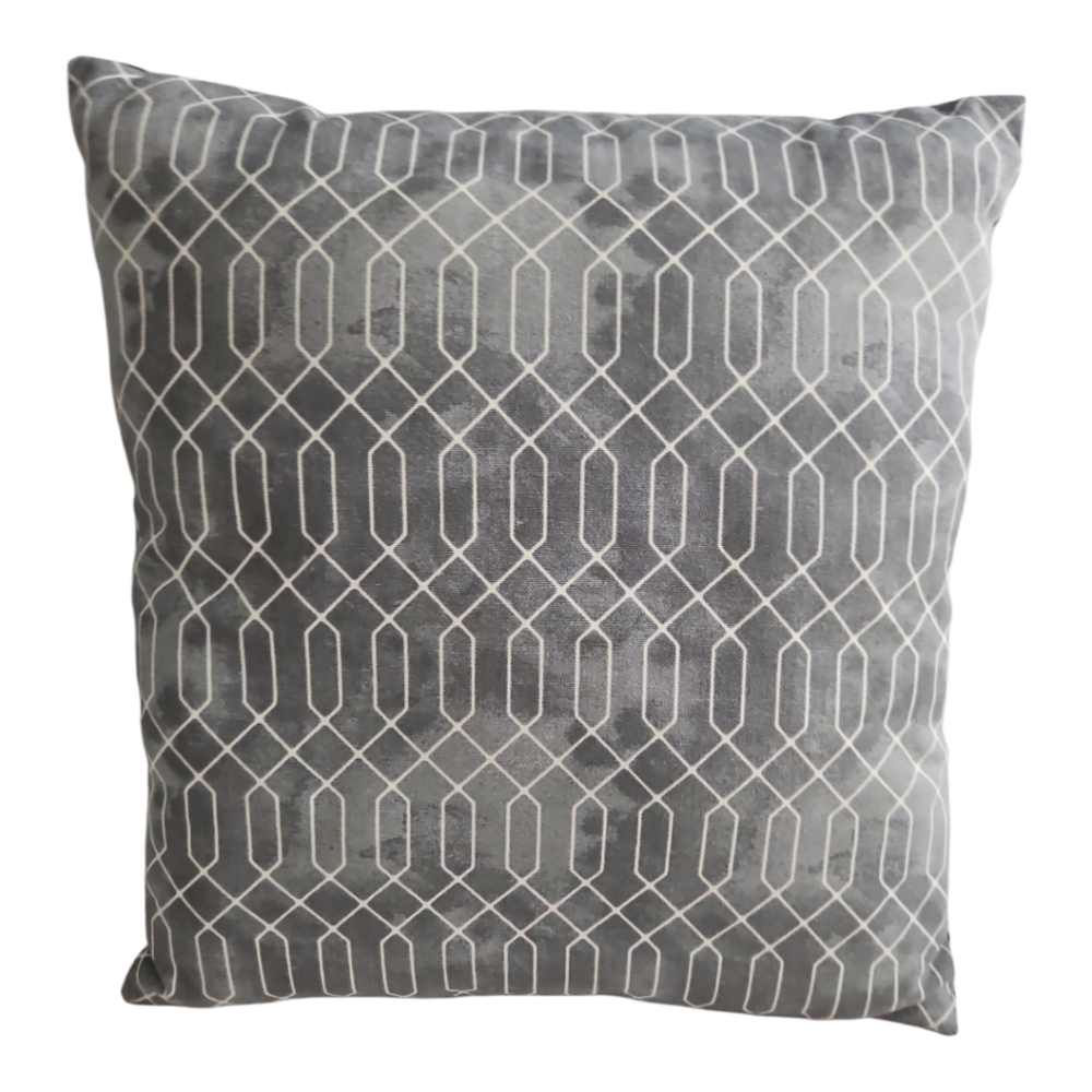 NEW: Gray & White Geometric Print Cotton Throw Pillow